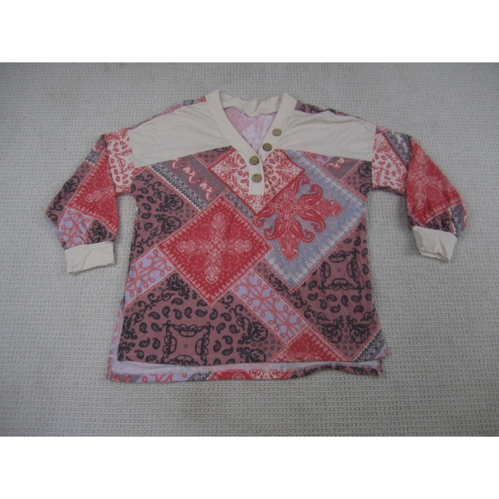 Paisley‎ Shirt Womens Large Red Multi Patterned Colored Buttoned Blouse Casual